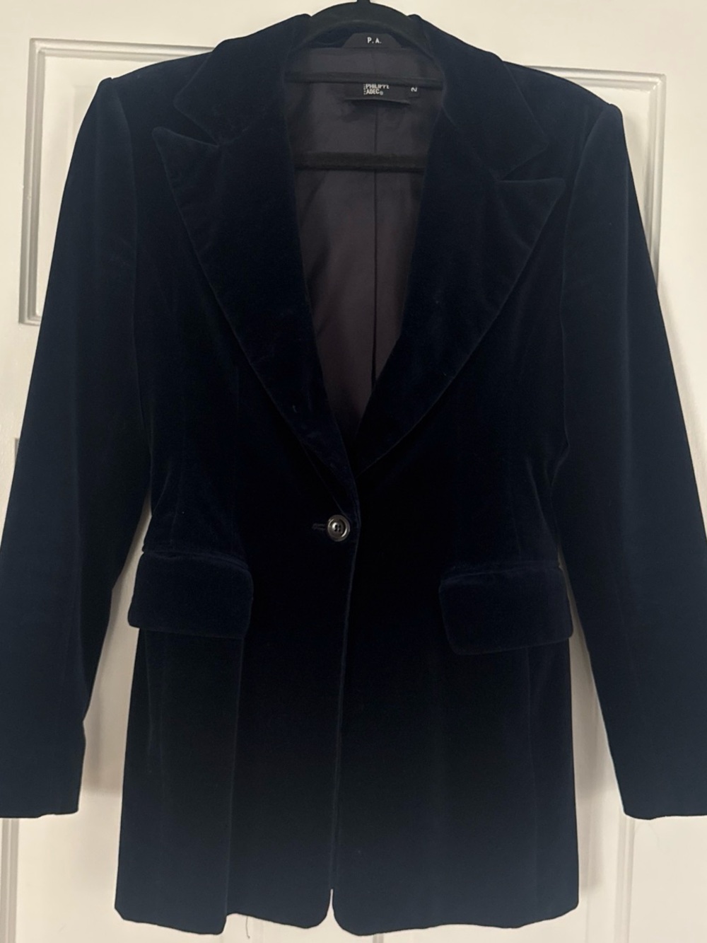 Vintage Philippe Adec Navy Velvet Single-Button Blazer